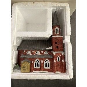 Department 56 Festive Red and Gray Church Decor